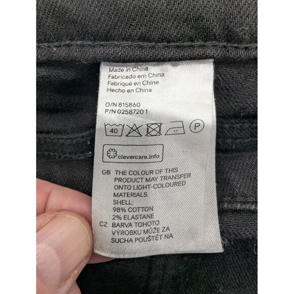 H&M Overalls Womens 10 Black Stretch Denim Bib Adjustable Straps Skinny Pockets - Picture 14 of 14